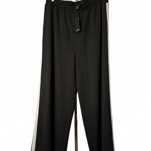 Eloquii Charcoal Black Womens Stretch Waist Trousers Stripe On Side  18/20 NWT